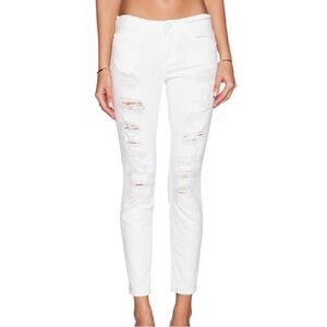 Current/Elliott The Stiletto White Tattered Skinny Jeans size 26